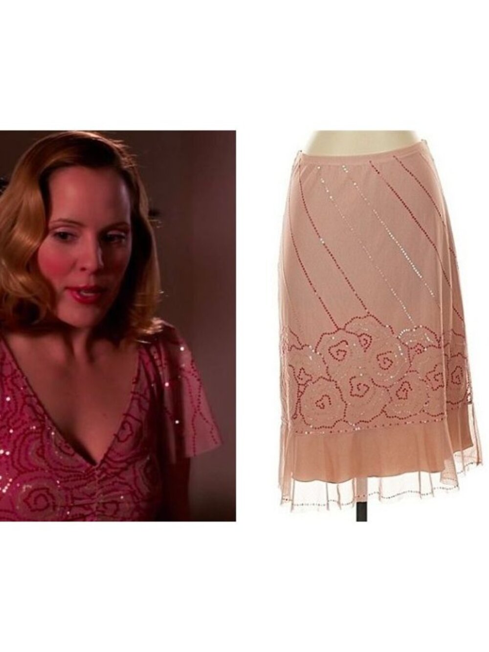 ASO ANYA JENKINS BUFFY THE VAMPIRE SLAYER Alt Skirt Pink Sequin RARE NEW WITH